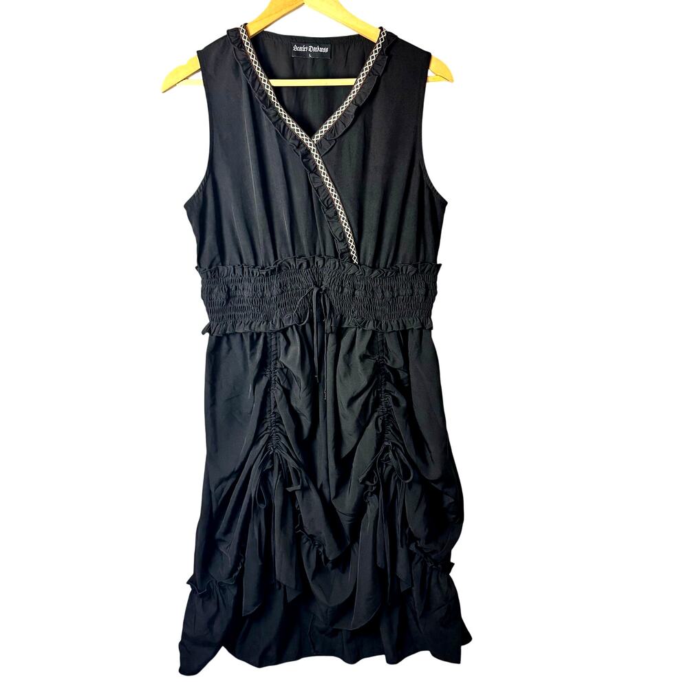 Scarlet Darkness Whimsygoth Parachute Dress Women's Large Black Ruffle Gothic